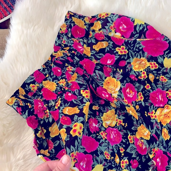 Love Bright✿Floral Print Comfy HighRise, Long Flowy Bermuda Shorts w/Pockets| HP - Picture 9 of 16